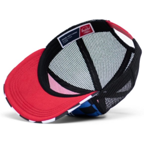 NEW Herschel Kids Boys 6-9 Whaler Mesh Check Low Snapback Trucker Cap Hat - Picture 2 of 3